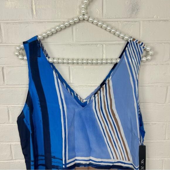 NWT Nic + Zoe Blue Abstract Print Silk Blend Tank Top Size MP - Picture 3 of 9